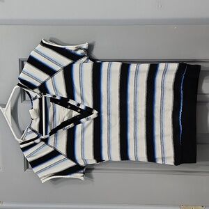 Anxiety Blue White Black Striped Tee medium